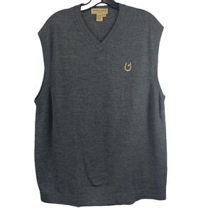 Tricots St Raphael Men V‎ Neck Sleeveless Sweater Vest Dark Gray XL Merino Wool